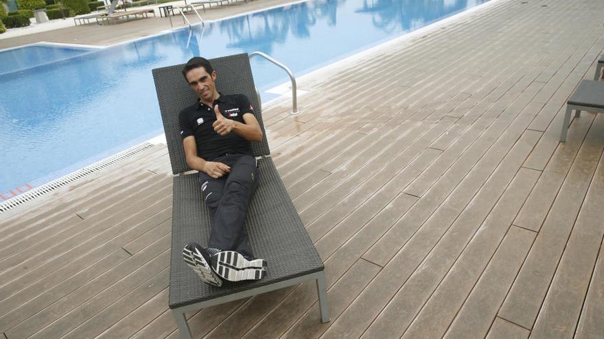 Alberto Contador, ayer en la jornada de descanso.
