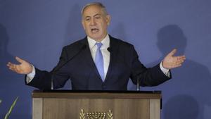 Netanyahu, durante su discurso en una conferencia de organizaciones judías de EEUU, celebrada en Jerusalén, el pasado miércoles, 21 de febrero.