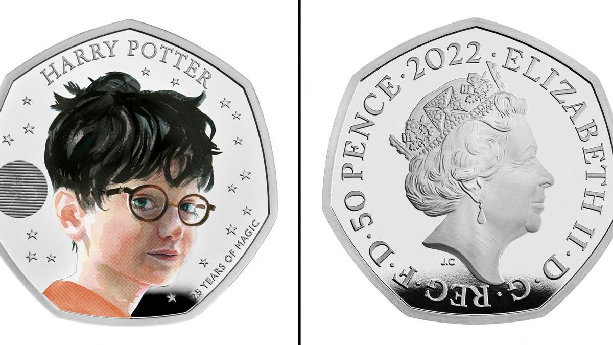 Moneda de Harry Potter y Reina Isabel II