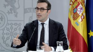 Madrid. 30.04.2025. Pilar Alegría, Sara Aagesen y Carlos Cuerpo durante la rueda de prensa posterior al Consejo de Ministros