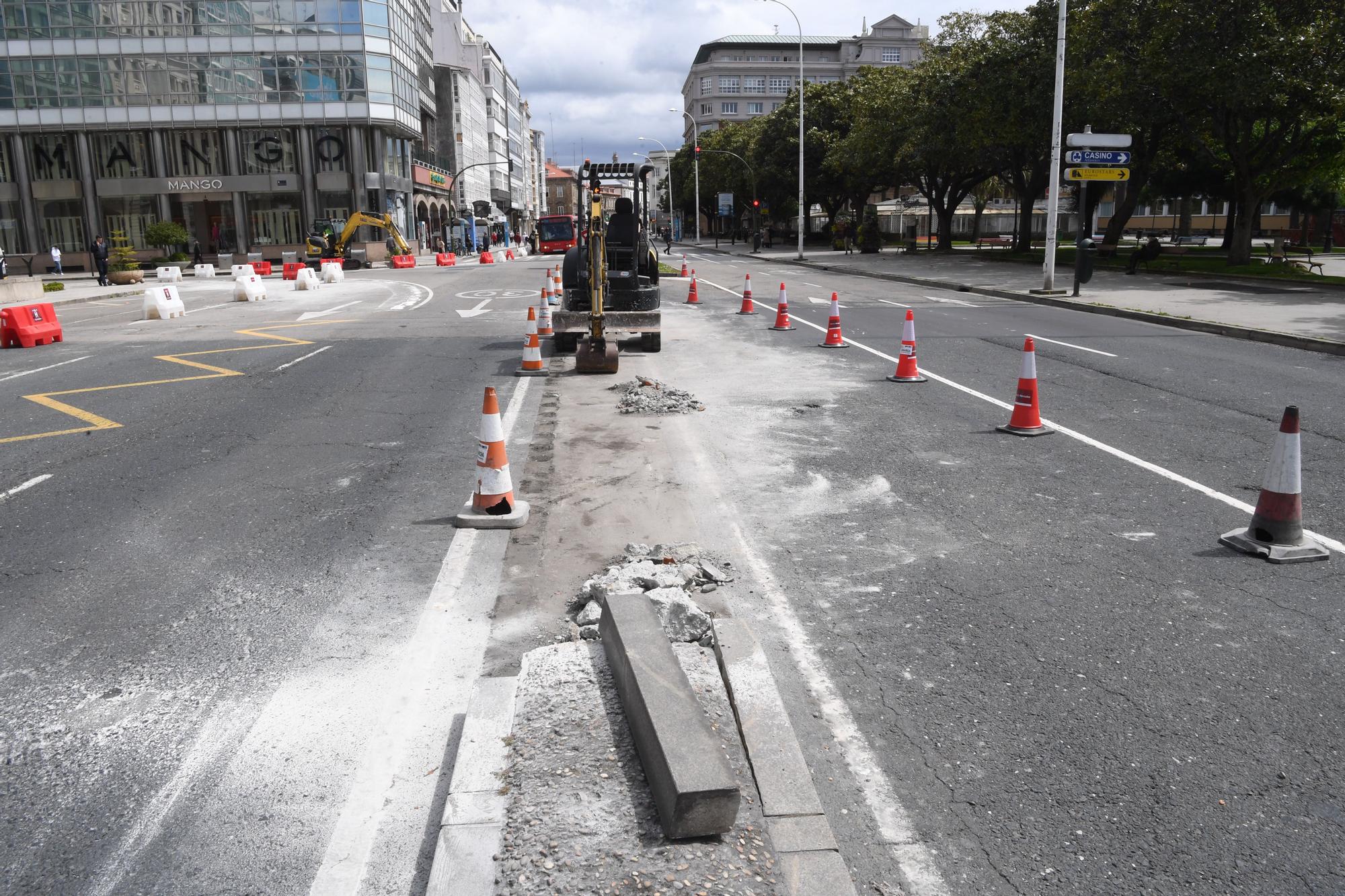 Obras de peatonalización en los Cantones