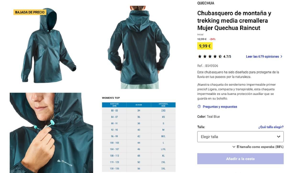 El popular chubasquero del Decathlon.