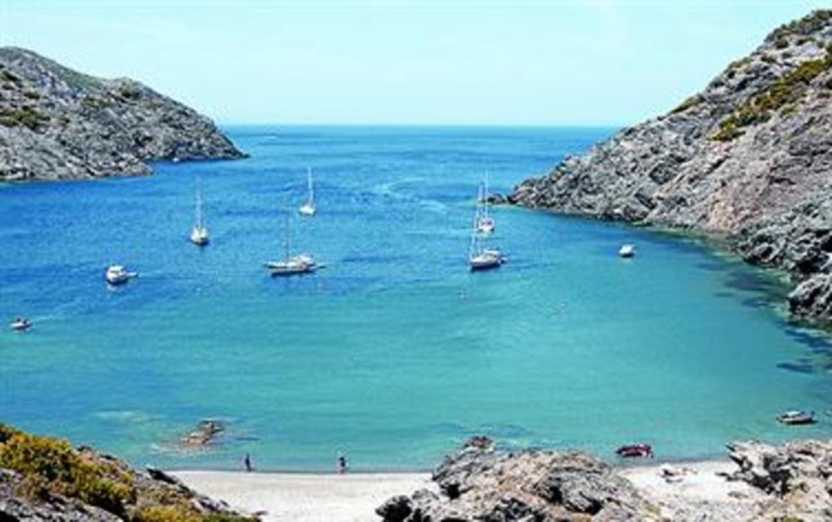 Diverses embarcacions, a la cala Tavellera del Port de la Selva. Diverses embarcacions, a la cala Tavellera del Port de la Selva.