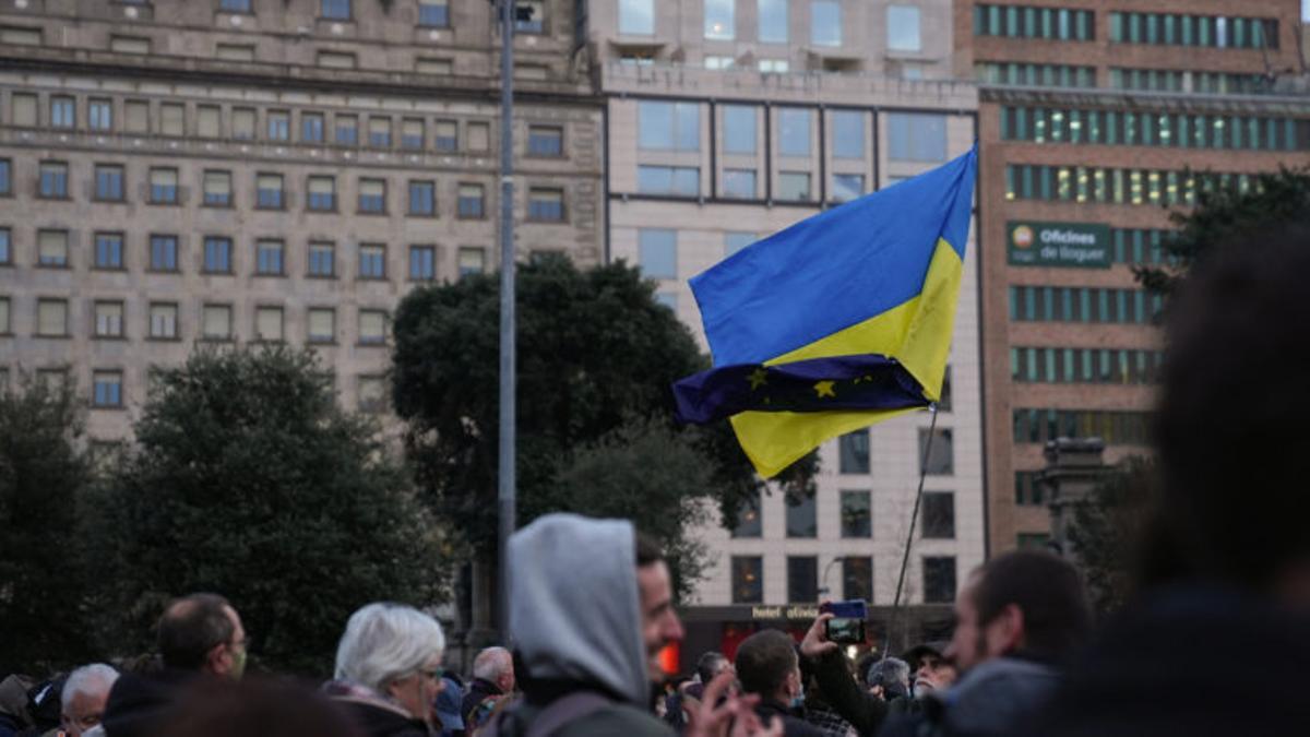 Bandera de Ucrania en Barcelona