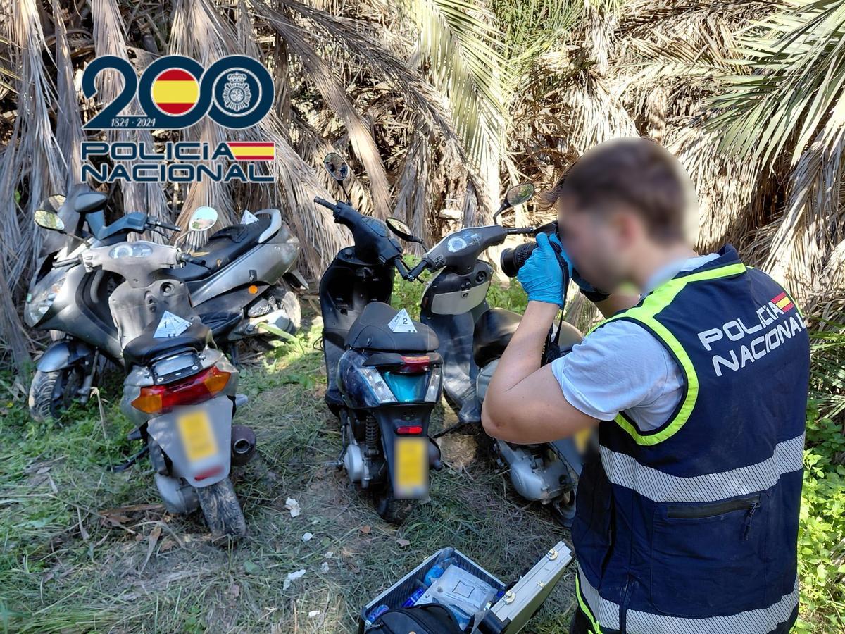 Ciclomotores recuperados por la Policía Nacional en Elche