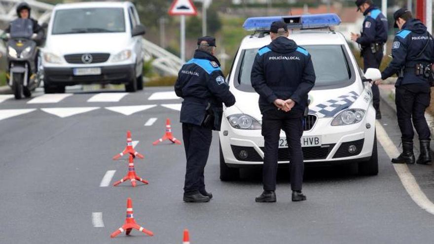 Un control de la Policía Local de Pontevedra.