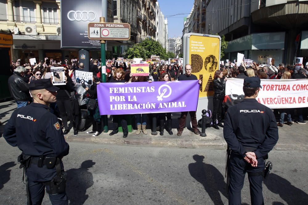 Manifestación y performance antitaurina en Valencia