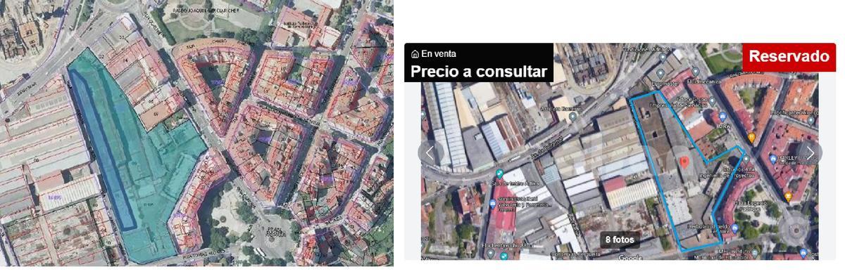 El suelo de La Artística, tal y como lo anunciaba Abanca (i.) y como consta ahora en la web de Alsan.