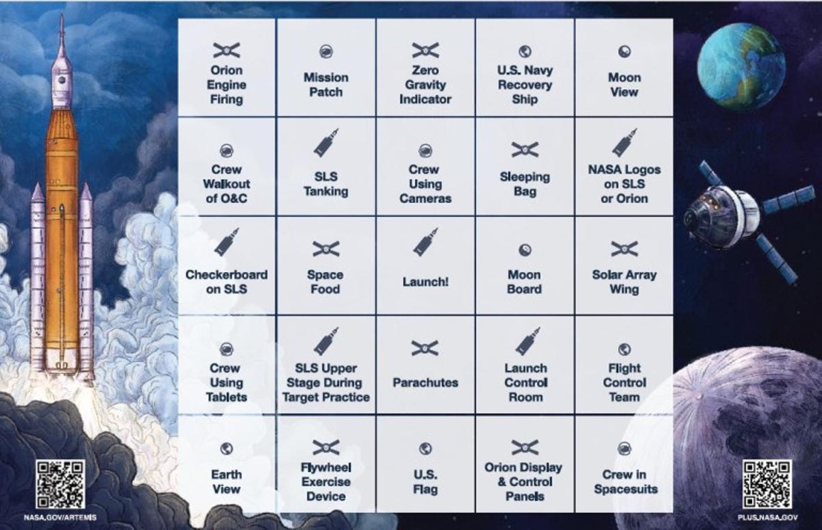 Tablero de bingo publicado de cara a la misión Artemis II