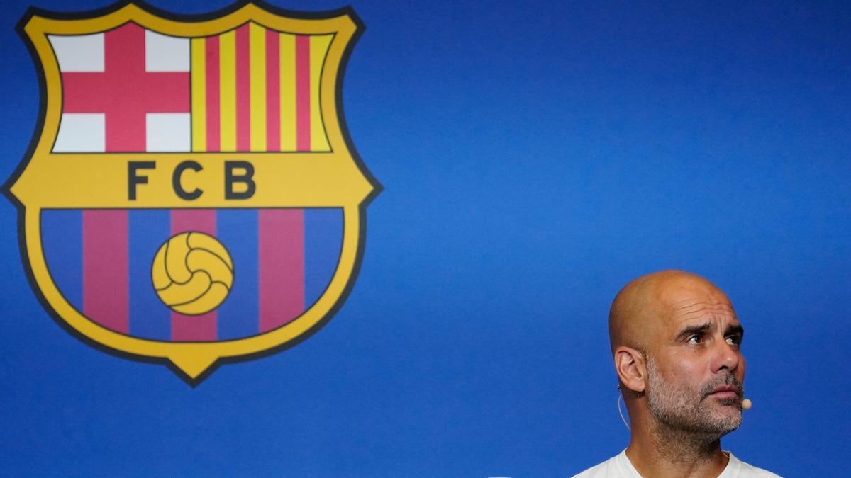 Guardiola, en la presentación del amistoso solidario contra la ELA que se jugó entre Barça y Manchester City.