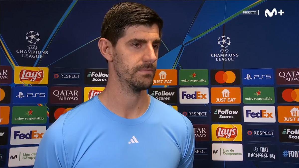 Courtois, dando declaraciones tras un partido