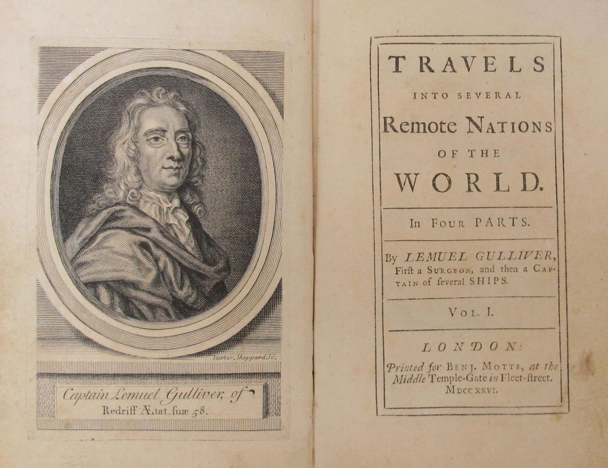 Primera edición de 'Los viajes de Gulliver" en la Biblioteca Robinson, en Armagh, Irlanda del Norte.