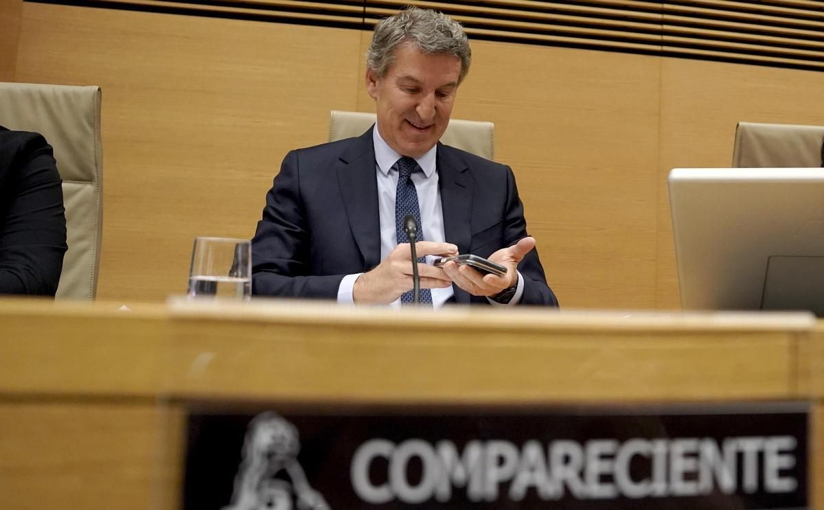 Alberto Núñez Feijóo, durante su comparecencia en la comisión de investigación de la Dana en Valencia, en el Congreso de los Diputados.