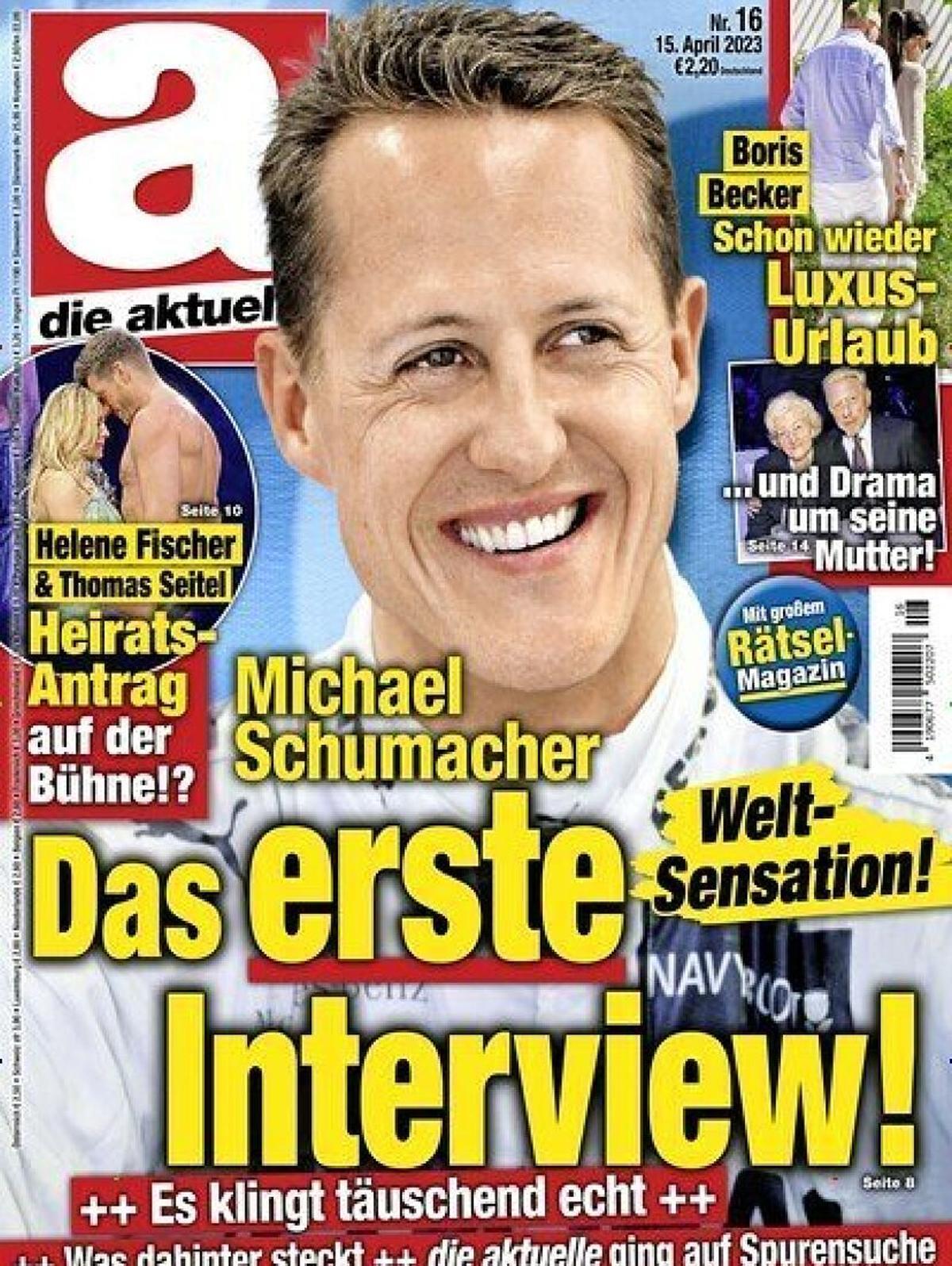 La portada de la revista «Die Aktuelle» amb la falsa entrevista a Michael Schumacher.