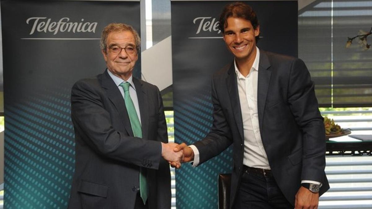 Rafa Nadal y César Alierta, presidente de Telefónica.