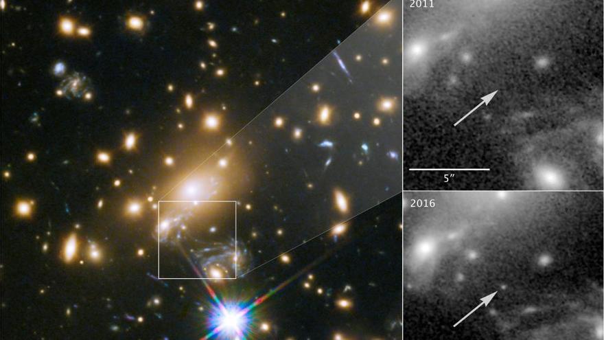 La estrella &#039;Icarus&#039; vista con efecto de lente gravitacional con el Hubble.