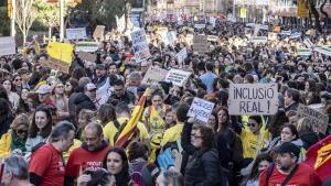Protesta docente en Barcelona el pasado 11 de febrero.