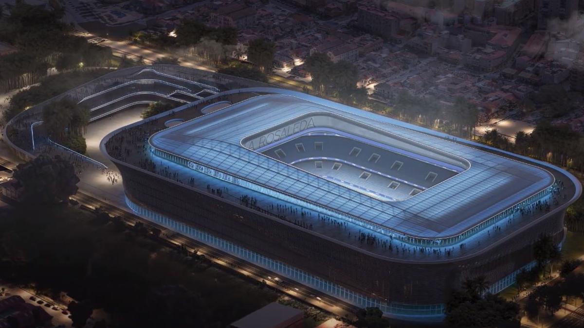 Infografía del estadio de La Rosaleda.