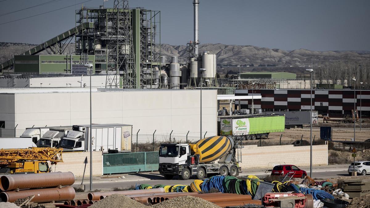 Obras de ampliación de los centros de datos de Amazon en El Burgo de Ebro (Zaragoza), en una imagen de archivo.