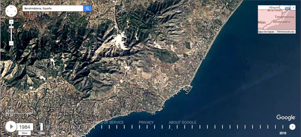 Así ha cambiado la provincia de Málaga desde 1984 a 2016.