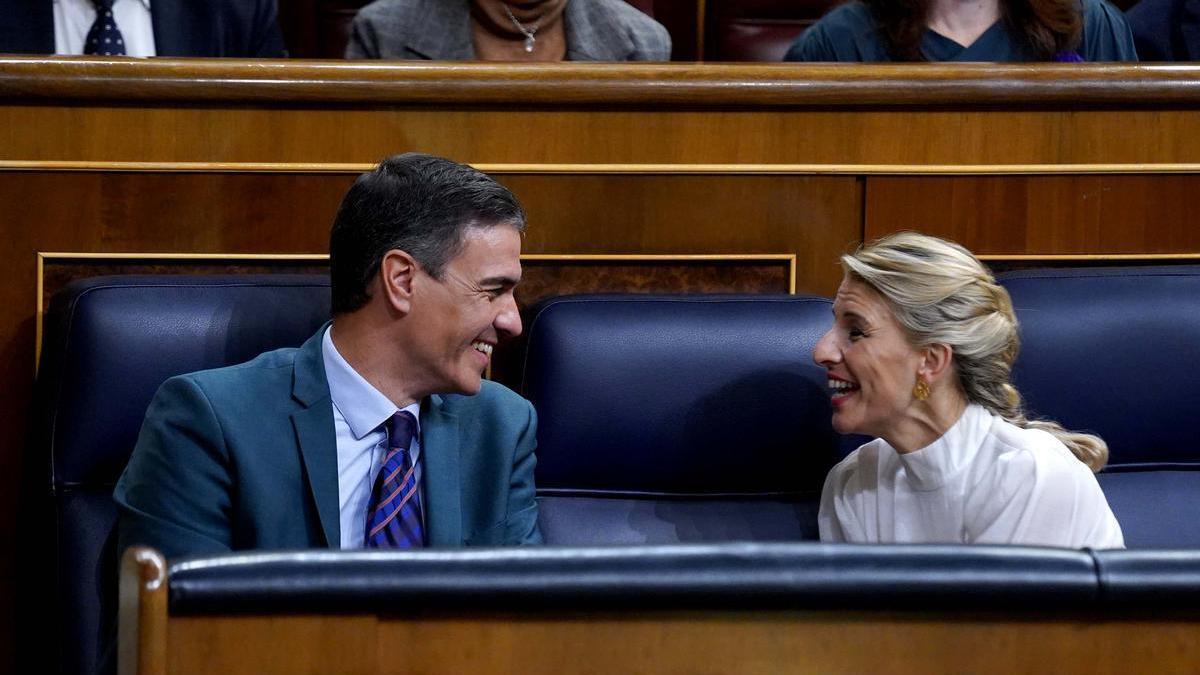 Pedro Sanchez y Yolanda Díaz, en el Congreso de los Diputados.
