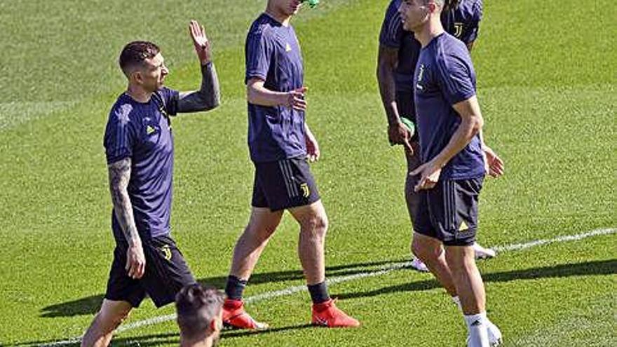 Ronaldo, ayer en el entrenamiento del Juventus.