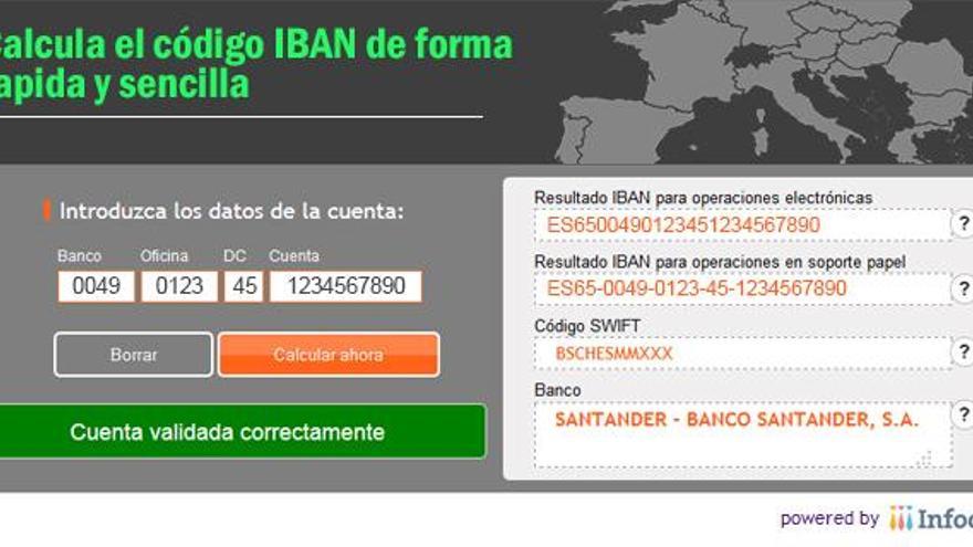 Calcula el IBAN de una cuenta corriente en un solo clic - Levante-EMV