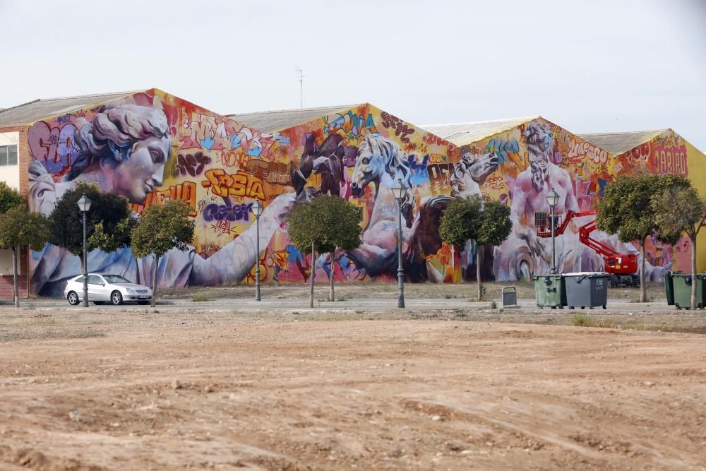 El mural de la Ciudad Fallera, al detalle