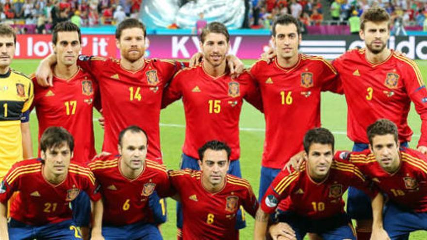El once titular de la selección española.
