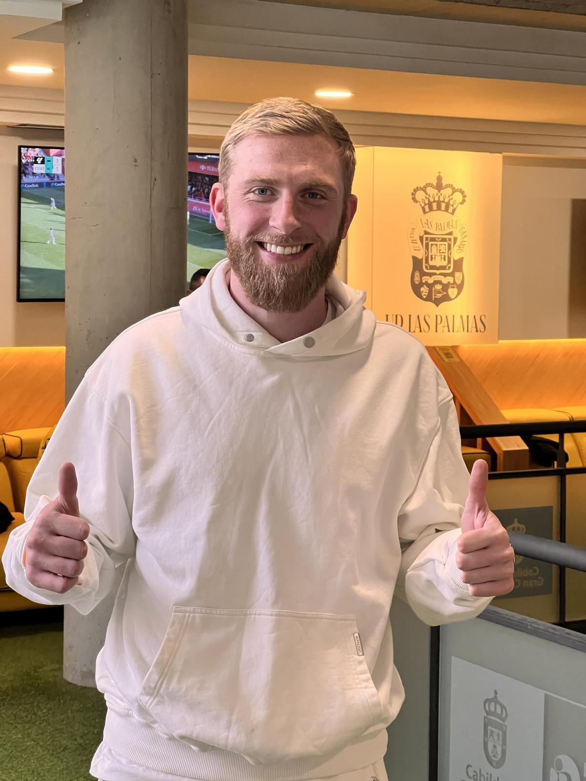 Oli McBurnie, en la zona de vestuarios del Gran Canaria.