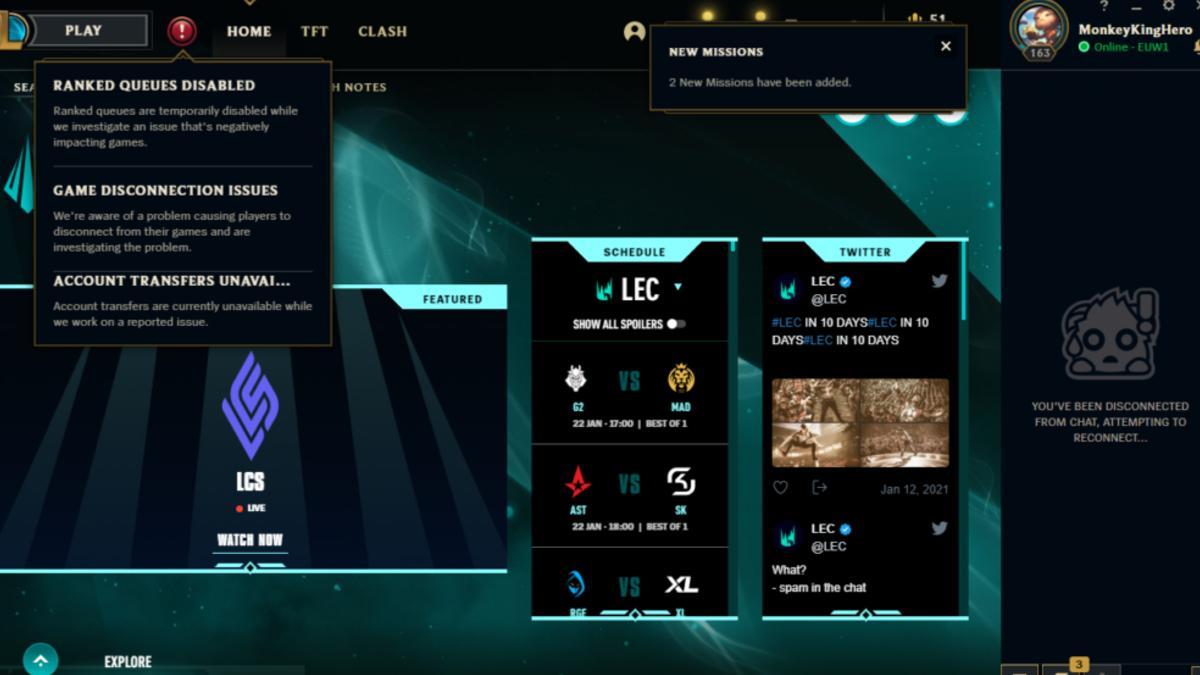 Captura del cliente de League of Legends durante la disputa del Clash