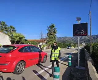 El sistema pionero contra jabalíes instalado en la carretera de Simat enviará avisos a los conductores por GPS
