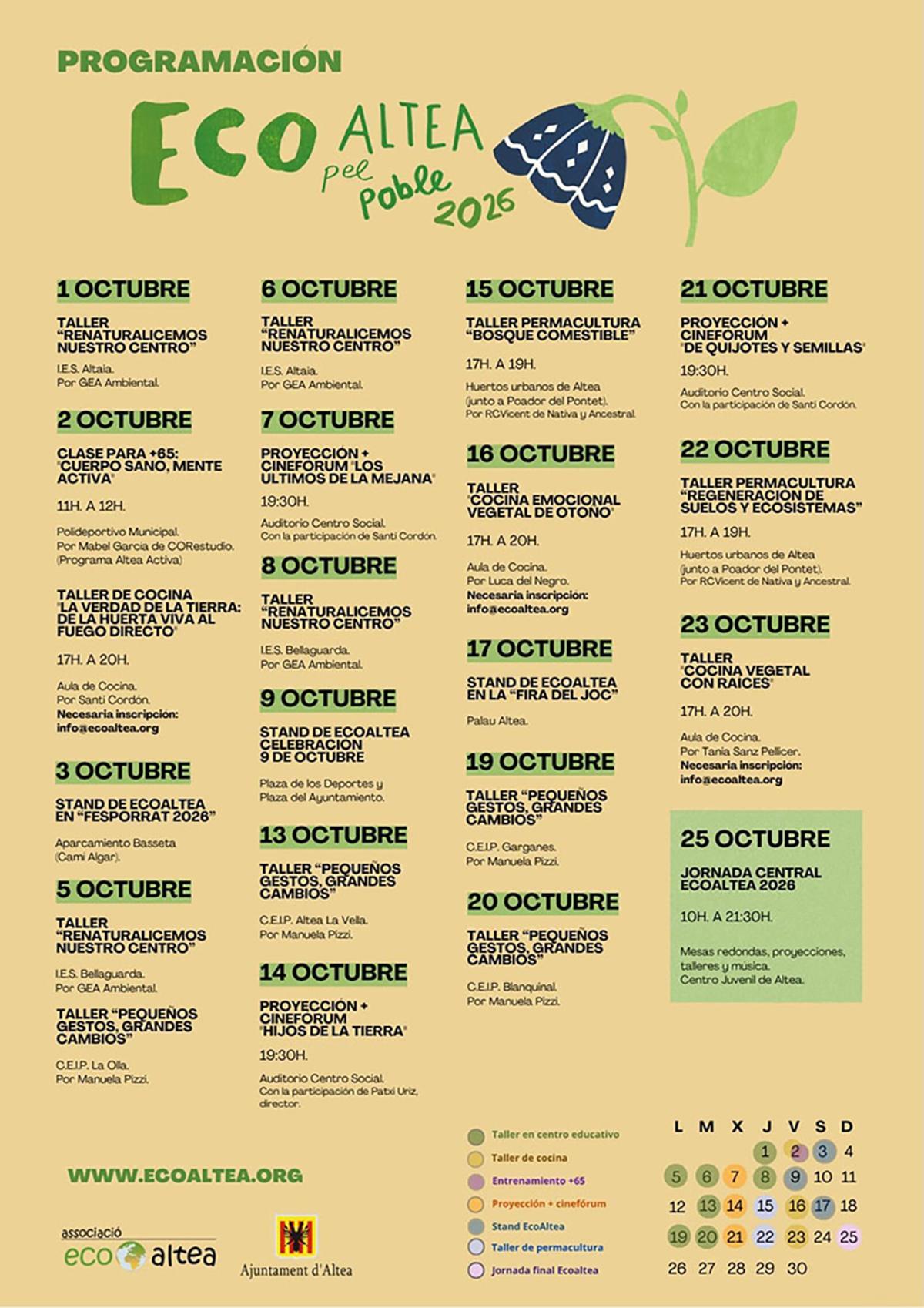 Cartel con la programacion de EcoAltea 2026
