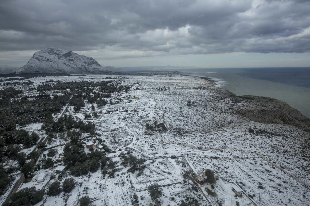 La nevada sobre La Marina, a vista de pájaro