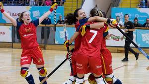 Las jugadoras españolas celebran un gol en el partido ante Portugal.