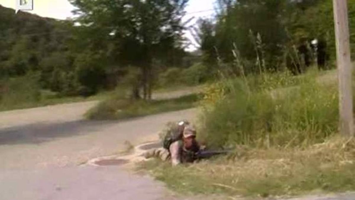 Un soldado del cuartel del Bruc, en Collserola