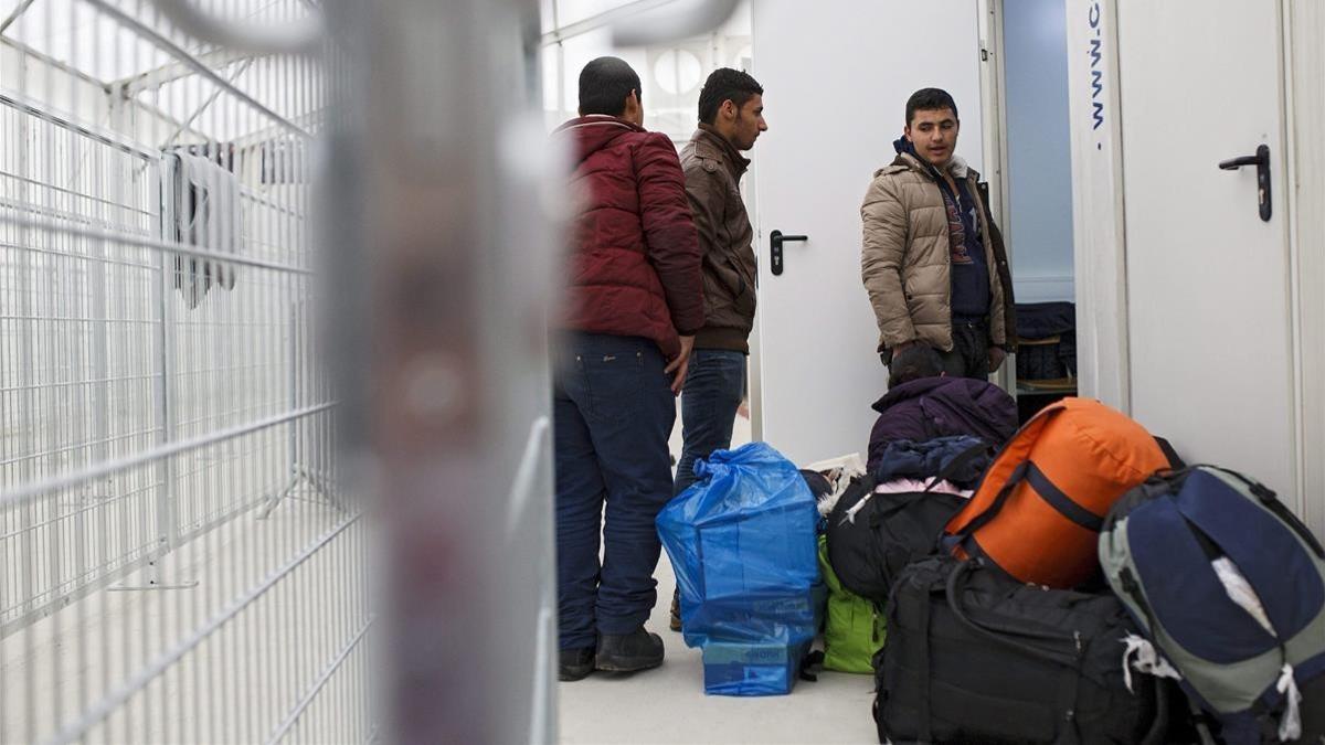 Llegada de refugiados a Spiefeld (Austria), en la frontera con Eslovenia, en febrero del 2016.