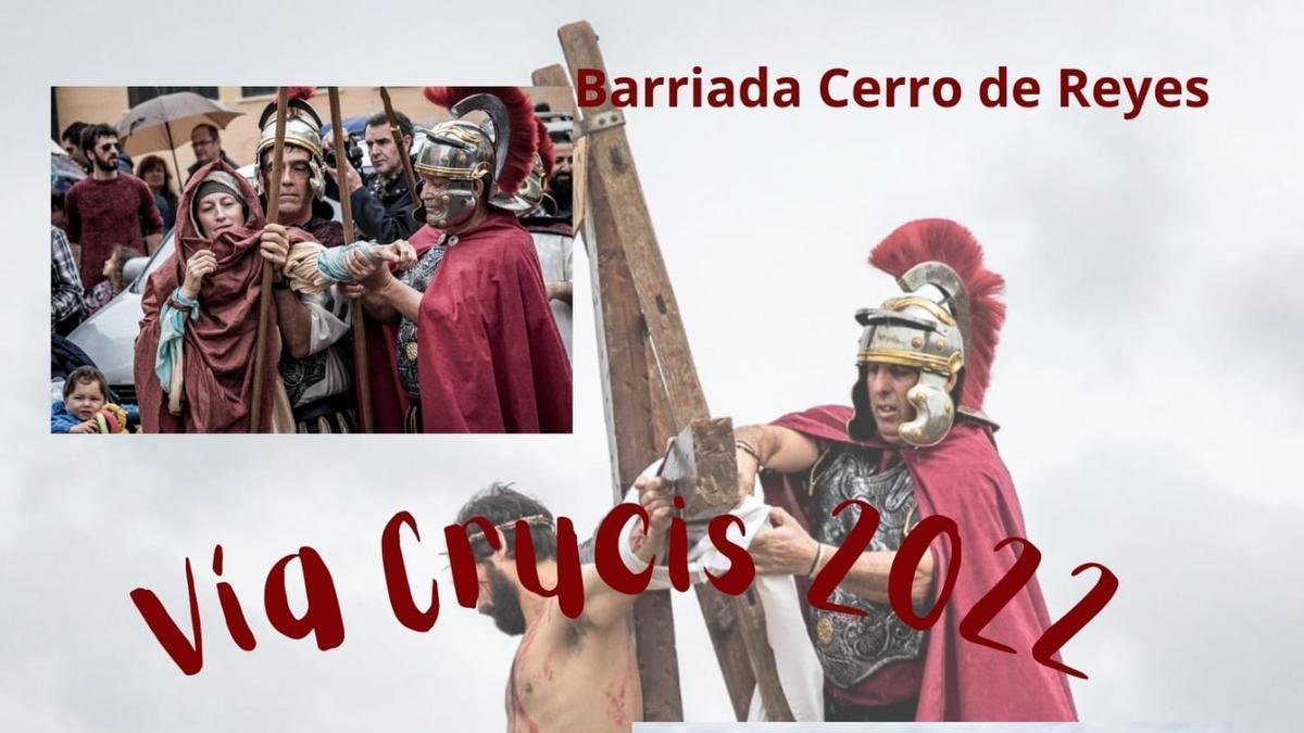 Cartel que anuncia el via crucis viviente de Cerro de Reyes.