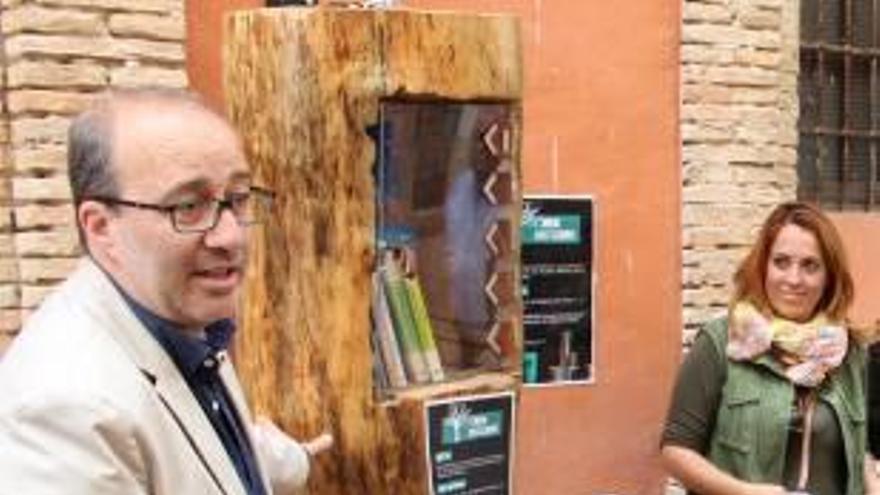 Alzira comparte sus libros a través de un árbol  caído de la Murta