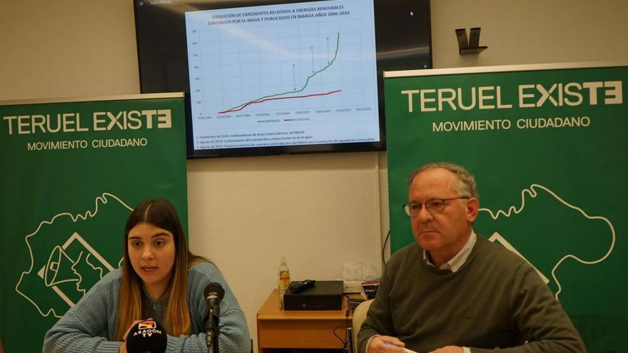 Ainhoa Gascón y Mariano Tomás, durante la rueda de prensa.    | TERUEL EXISTE