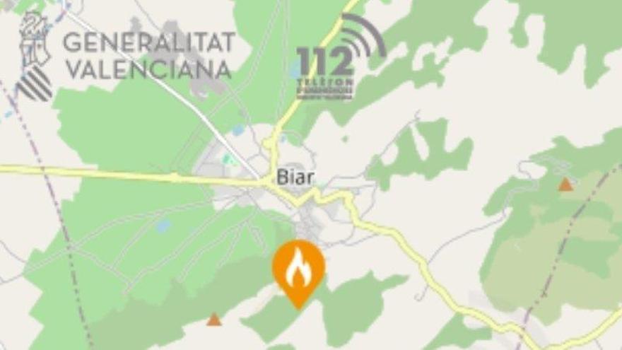 Extingit un incendi forestal declarat en el terme municipal de Biar