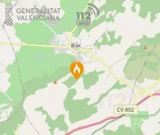 Extingit un incendi forestal declarat en el terme municipal de Biar