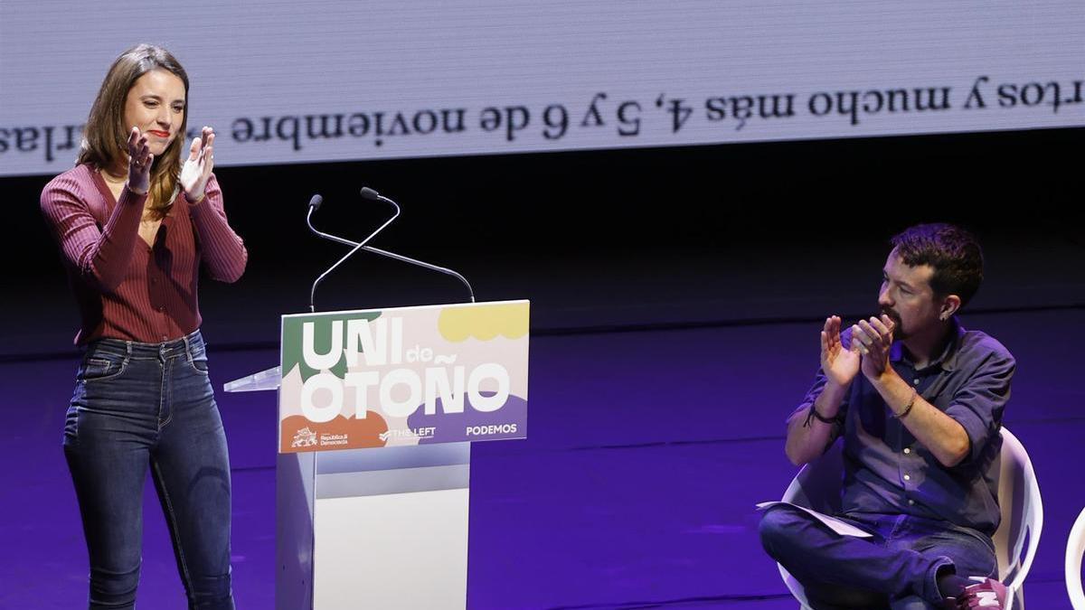 Irene Montero y Pablo Iglesias en la Universidad de Otoño de Podemos.