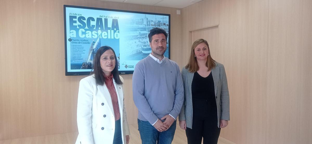 Giner, Viota y Miralles, este martes, en la presentación de la IX Escala a Castelló.