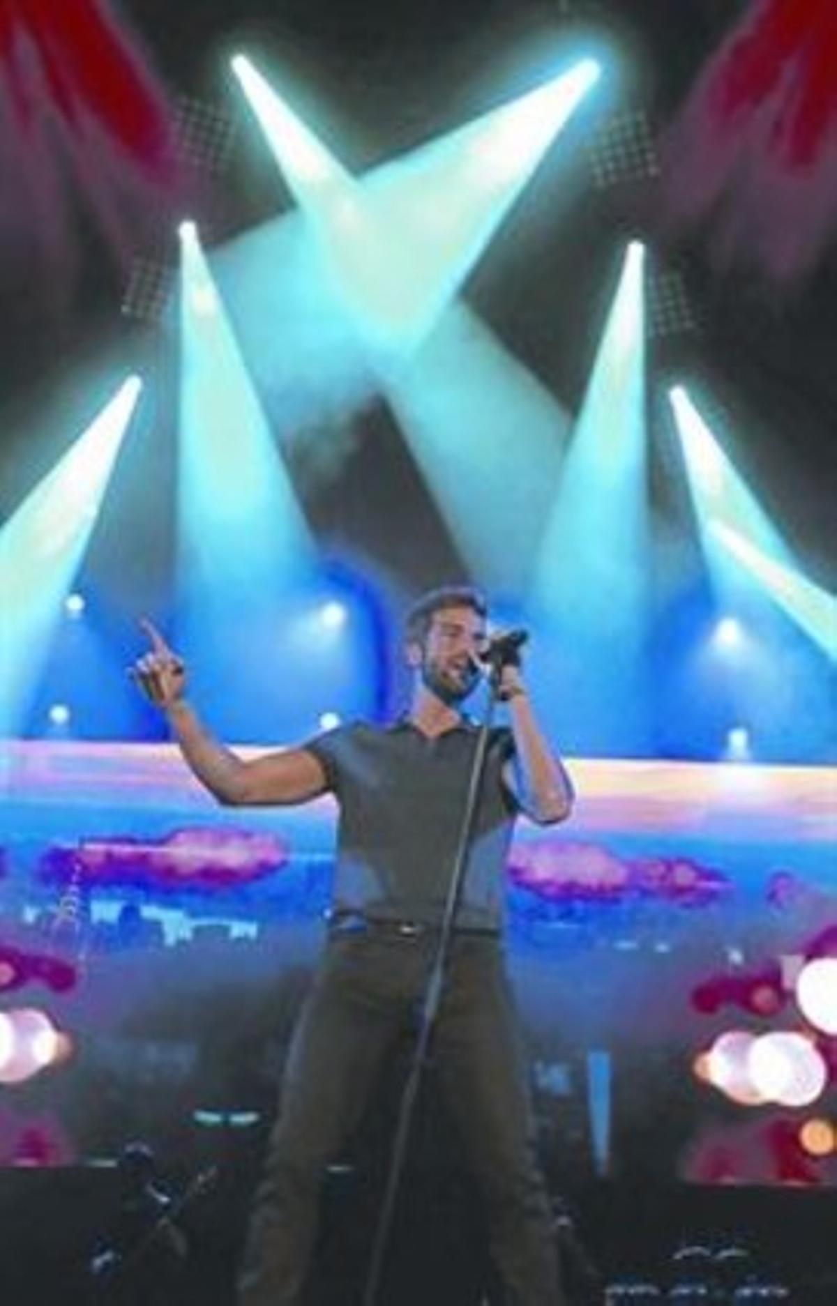 Pablo Alborán, durant el concert d’ahir a la nit al Palau Sant Jordi.