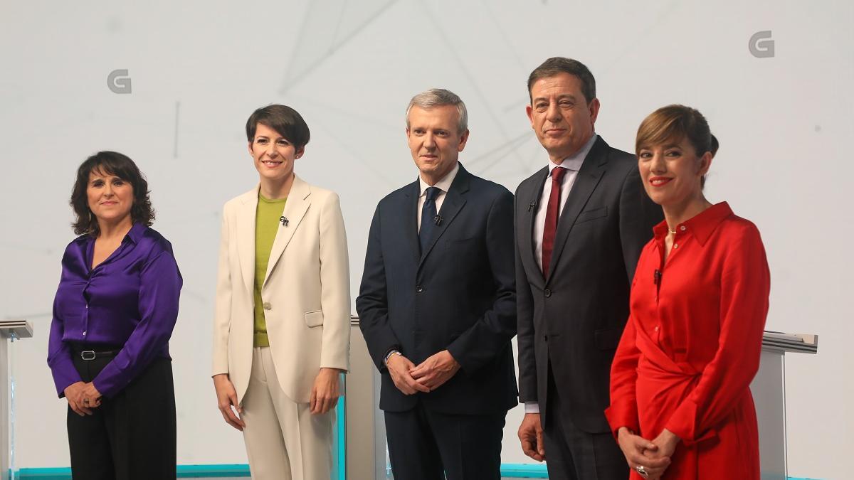 Los cinco candidatos que participaron en el debate de la TVG