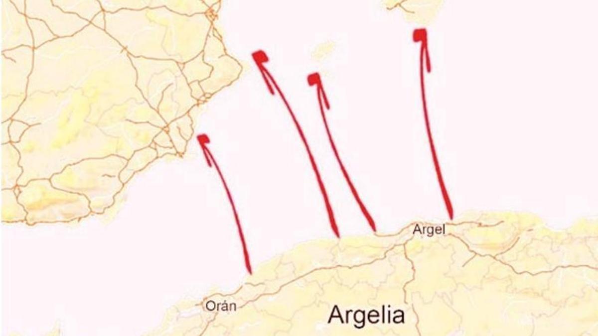 Destinos de la ruta argelina hacia España