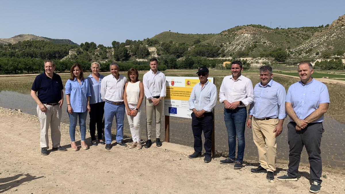 Visita del consejero de Agricultura, Antonio Luengo, a la plantación experimental del Coto Arrocero de Calasparra