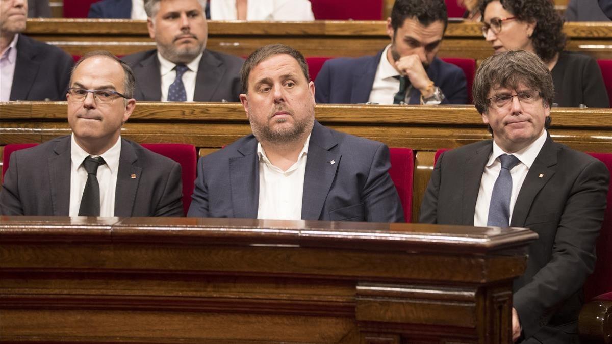 Jordi Turull, Oriol Junqueras y Carles Puigdemont