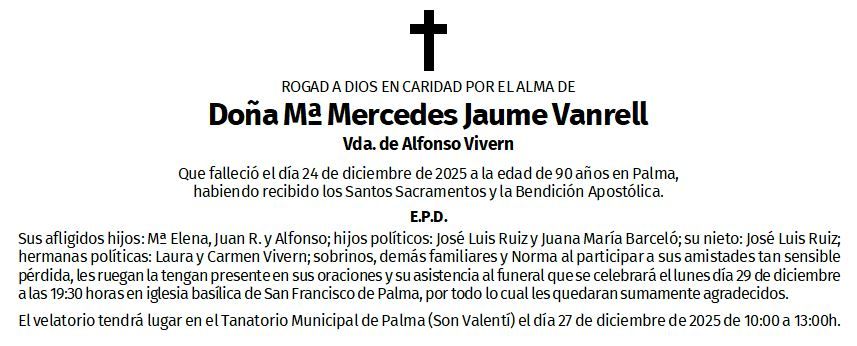 Doña Mª Mercedes Jaume Vanrell